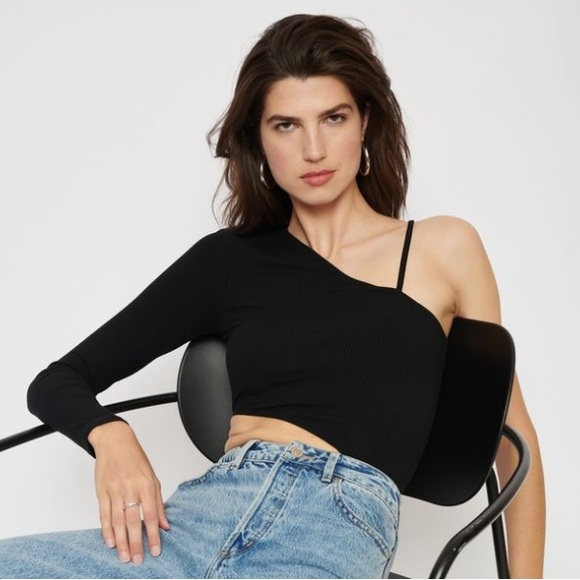 Dynamite Ribbed Asymmetrical Bodysuit - Picture 1 of 3